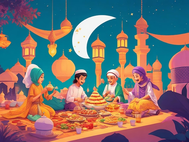 Foto ilustração de ramadan kareem eid mubarak