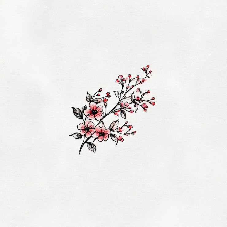 Foto ilustração de ramos de flores rosas delicadas