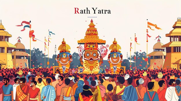 Foto ilustração de ratha yatravector de ratha yatra senhor jagannath ilustração