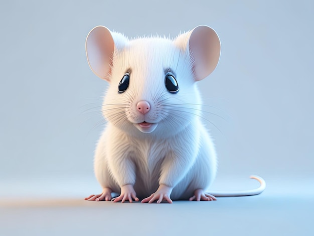 Ilustração de rato branco de bebê fofo estilo 3d em fundo branco ai generativo