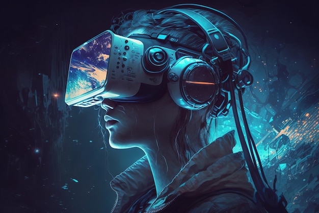 Ilustração de realidade virtual futurista