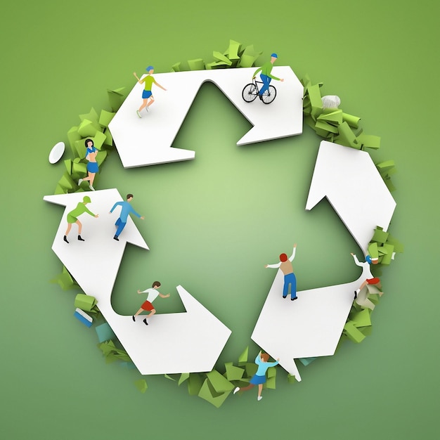 Ilustração de reciclagem e símbolo de sustentabilidade Reciclagem ecológica e sinal gerado