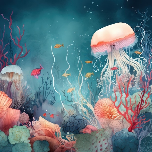 Ilustração de recifes de corais