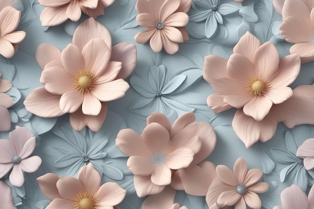 ilustração de renderização 3 d de flores cor de rosa