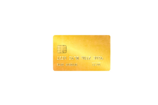 Foto ilustração de renderização 3d cartão de crédito dourado isolado no fundo branco conceito de negócios e finanças