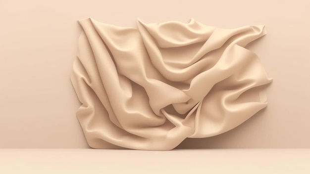 ilustração de renderização 3D de fundo de material holográfico roxo iridescente de pano macio Elemento de design de pano de cetim dourado pedaço isolado de onda de tecido soprado