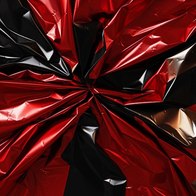Ilustração de renderização 3D de fundo de tecido enrugado vermelho e preto