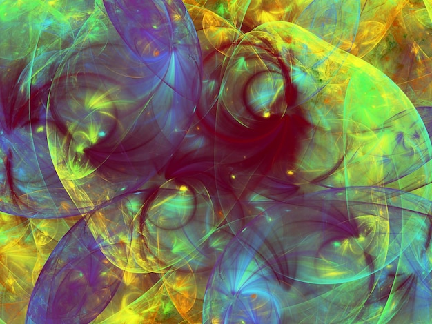ilustração de renderização 3D de fundo fractal abstrato azul e amarelo