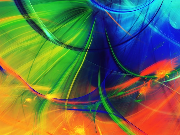 ilustração de renderização 3D de fundo fractal abstrato azul e verde