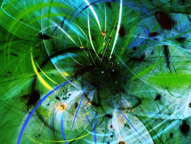 ilustração de renderização 3D de fundo fractal abstrato azul e verde