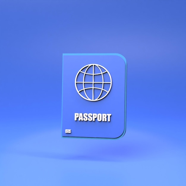 Ilustração de renderização 3d de ícone de passaporte