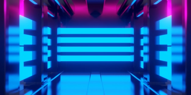 ilustração de renderização 3D do fundo do jogo estilo cyberpunk abstrato do papel de parede do jogador luz de brilho de néon do metaverso scifi