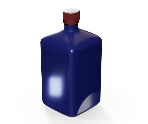 Ilustração de renderização 3D do grupo de três garrafas de plástico com água carbonatada de bebida purificada clara isolada no fundo branco com efeito de reflexão
