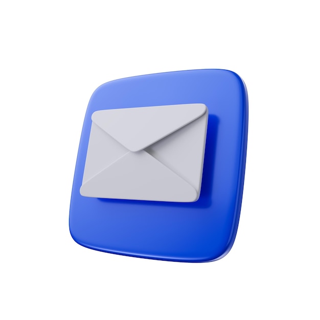 Ilustração de renderização 3D do ícone do aplicativo de e-mail em um fundo branco Ícone de correio