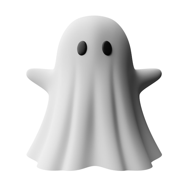 Ilustração de renderização 3d fantasma branco assustador flutuando tema de design decorativo de halloween