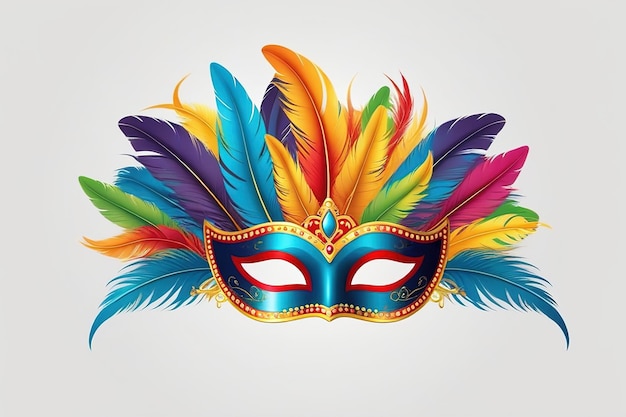 Foto ilustração de renderização 3d ilustração do carnaval de veneza coloridas máscaras de penas para ai geradas.