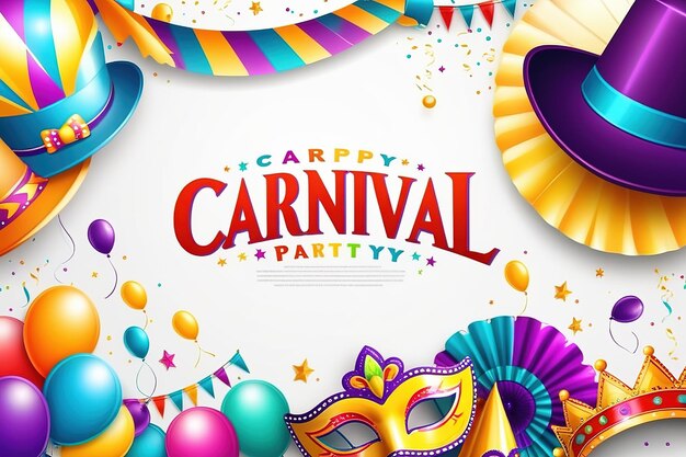 Ilustração de renderização 3d letras coloridas para carnaval com elementos de festa decorados ai gerados