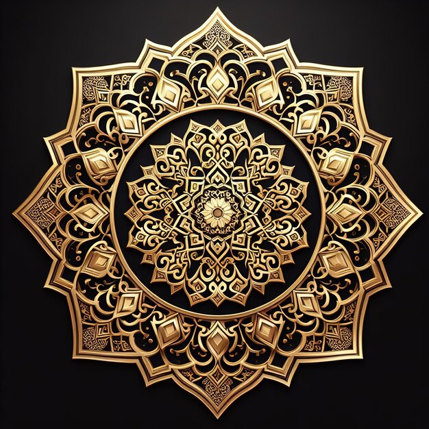 Foto ilustração de renderização 3d mehndi henna desenho padrão circular de mandala para tatuagem ai gerado