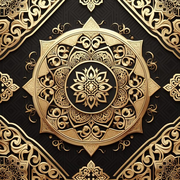 Ilustração de renderização 3D Mehndi Henna Desenho padrão circular de Mandala para tatuagem ai gerado