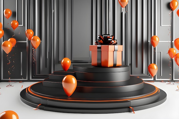 Ilustração de renderização 3D Mockup palco do pódio Minimal Celebrate Gift Box AI gerado