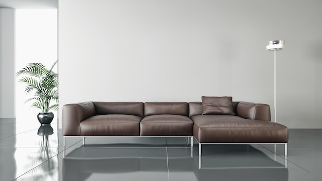 Ilustração de renderização 3D moderna sala de interiores brilhantes