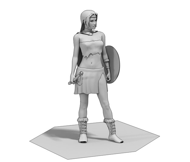 Foto ilustração de renderização em 3d de personagem mulher guerreira