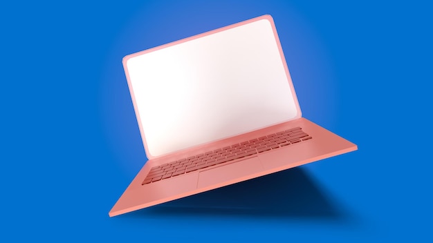 Ilustração de renderização em 3D do notebook laptop maquete com gadget de tecnologia de fundo de cor para o conceito de fundo hipster maquete de renderização 3d