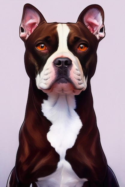 Ilustração de retrato de cachorro American Staffordshire Terrier generativa ai