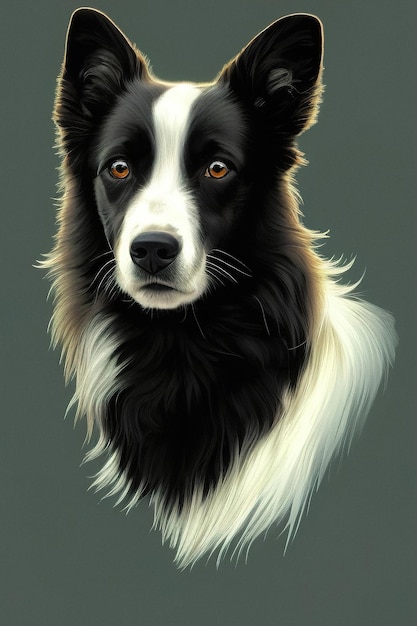 Ilustração de retrato de cachorro border collie generativa ai