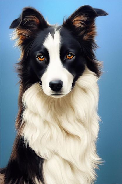 Ilustração de retrato de cachorro border collie generativa ai