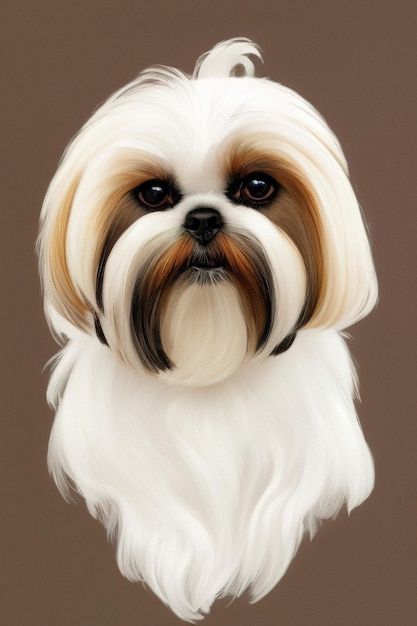 Ilustração de retrato de cachorro Shih tzu generativa ai