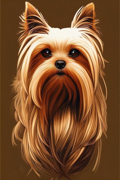 Ilustração de retrato de cachorro yorkshire terrier generativa ai