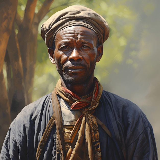 Ilustração de retrato de homem africano-americano Um homem tanzaniano