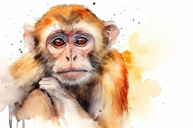 Retrato Realista De Um Macaco Adulto Em Fundo Branco Ilustração Stock -  Ilustração de desenho, multa: 289792362