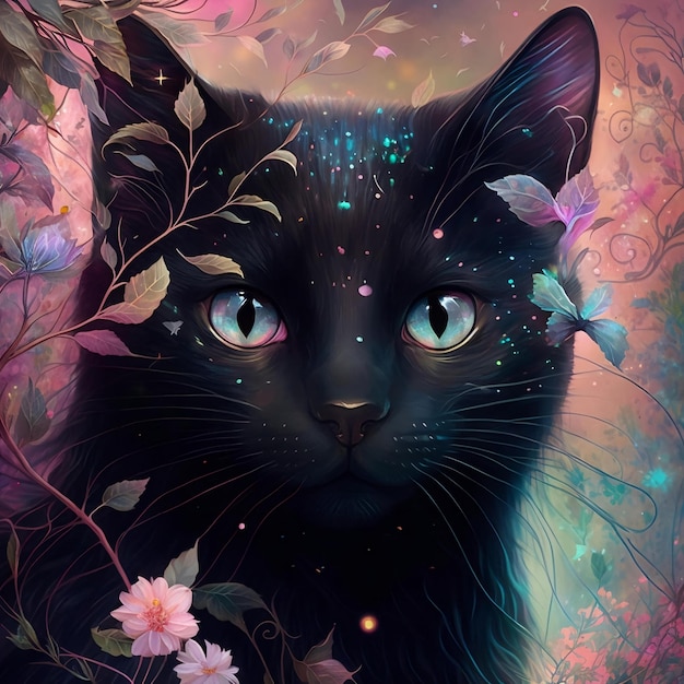 Ilustração de retratos de gatos fofos