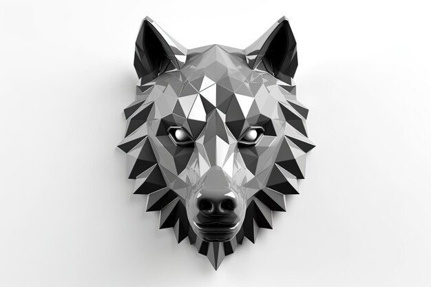 Ilustração de rosto de lobo fundo branco IA generativa