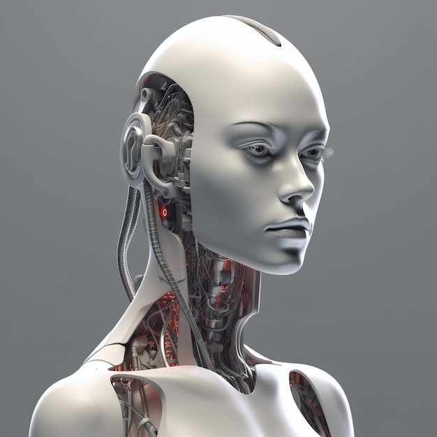 Ilustração de rosto robótico feminino ligado