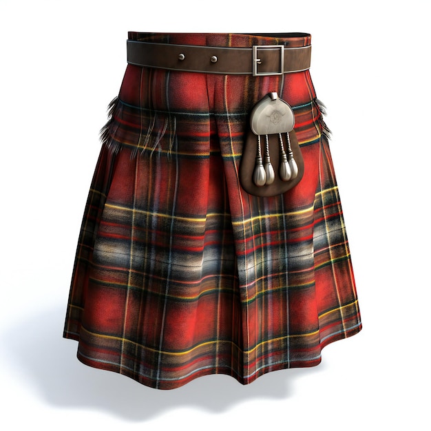 Ilustração de roupas tradicionais escocesas em fundo branco