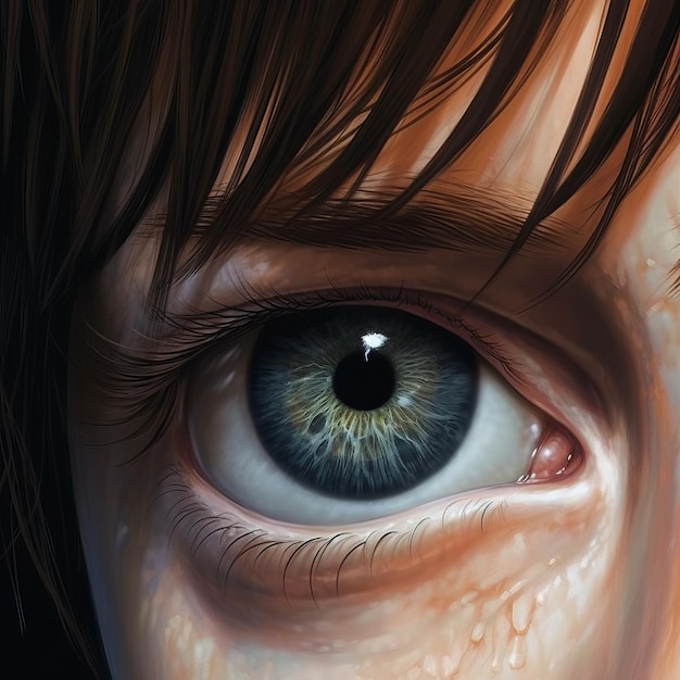 Ilustração de Sad Eye em detalhes realistas por Heather Theurer e