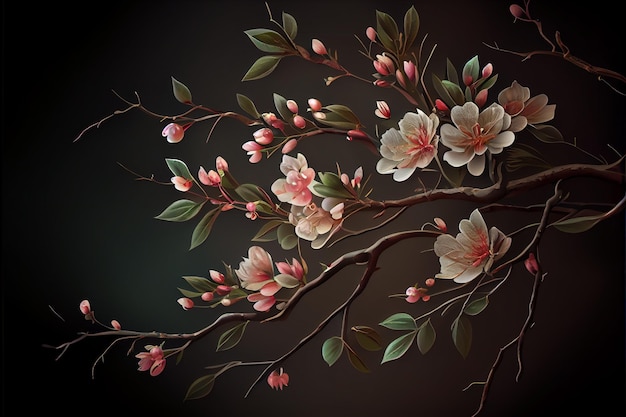 Ilustração de sakura em flor de cerejeira