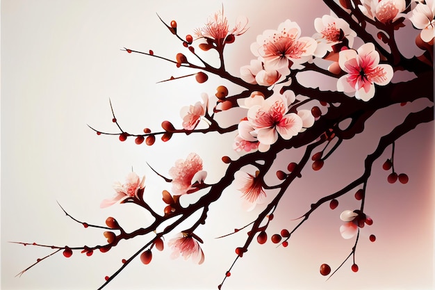 Ilustração de sakura em flor de cerejeira