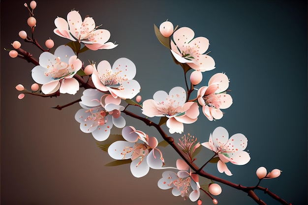 Ilustração de sakura em flor de cerejeira