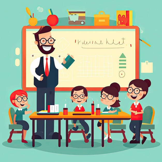 ilustração de sala de aula escolar para crianças