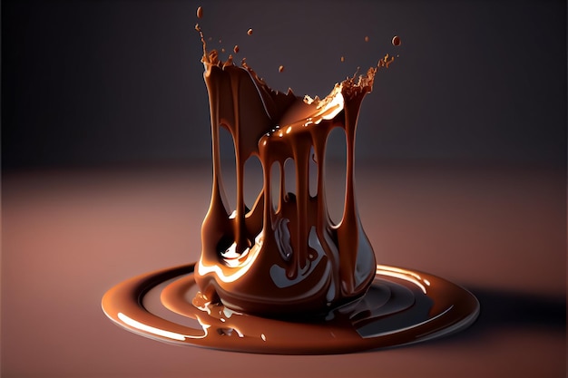 Ilustração de salpicos de chocolate quente acastanhado AI