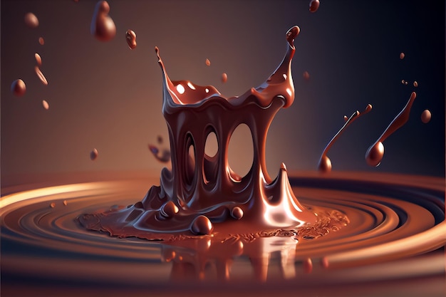 Ilustração de salpicos de chocolate quente acastanhado AI