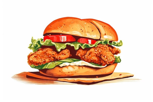 Ilustração de sanduíche de frango Ilustração de comida IA generativa