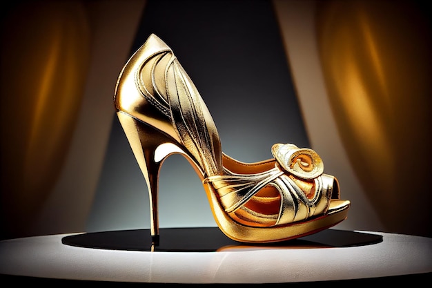 Ilustração de sapato de salto dourado de luxo Generative AI