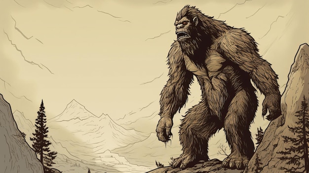 Ilustração de Sasquatch semelhante a Thor