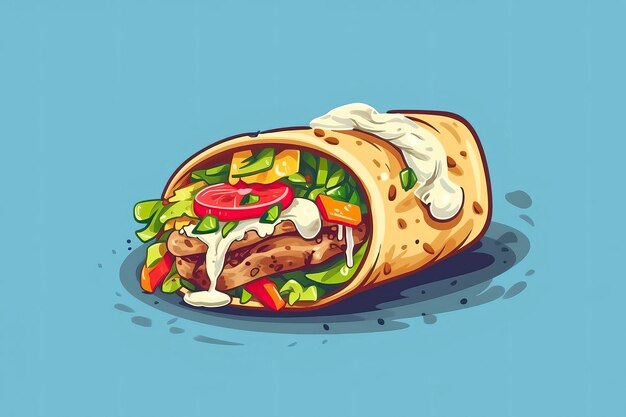 Ilustração de Shawarma Ilustração de comida IA generativa