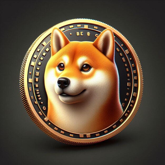 Ilustração de Shiba Inu Cryptocurrency AIGenerated Digital Coin Design para Conceitos de Finanças